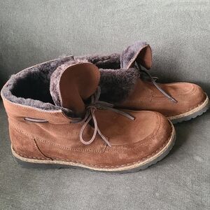 BIRKENSTOCK BAKKI BOOTS WOMENS 7.5/39 ESPRESSO BROWN SUEDE SHEARLING LINED